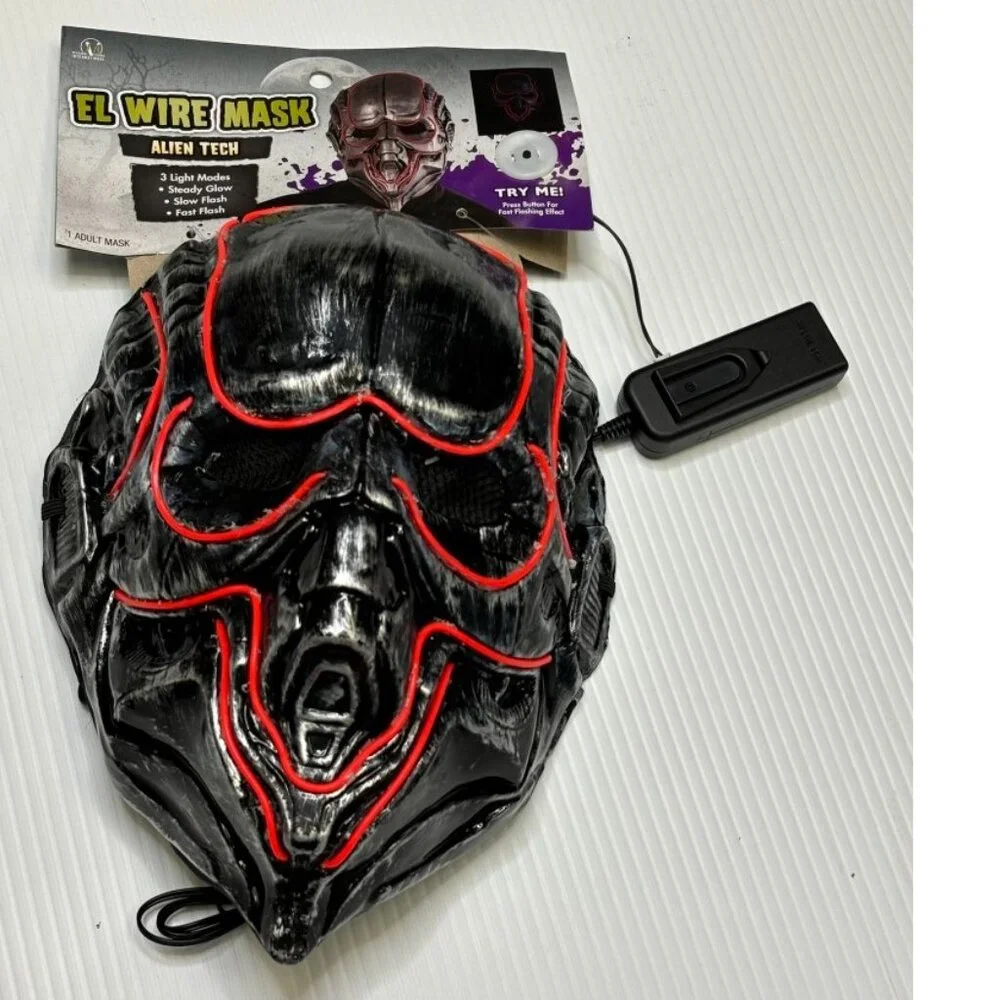 Halloween Mask Alien Light Up with 3 Light Modes Adult Teen Plastic Face